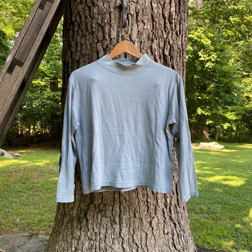 Blue mock neck long sleeve